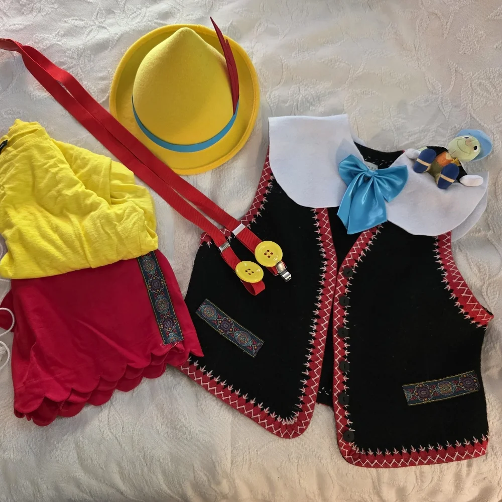 Disney Pinocchio Costume Outfit - Yellow, Red, Blue, Black - Picture 2 of 16